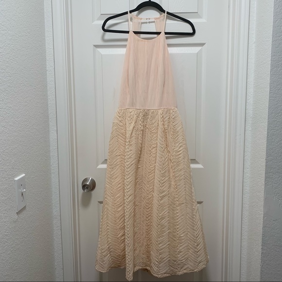 NWT ADRIANNA PAPELL SLEEVELESS SHIRRED TULLE MIDI DRESS - Picture 6 of 16